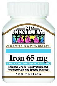 Case of 24-Iron 65mg Ferrous Sulfate 325mg Tab 120 21st Century Vitamins