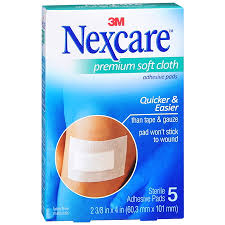 Case of 12-Nexcare Adhsiv Pad Cloth 2-3/8X4 5Ct