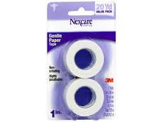 Case of 12-Nexcare Hospital Grade Gentle Paper Carded Tape 1 in x 360 in 2ct