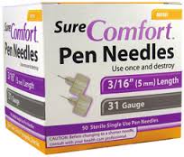 Sure Comofrt Pen 31G 3/16 Needle 100