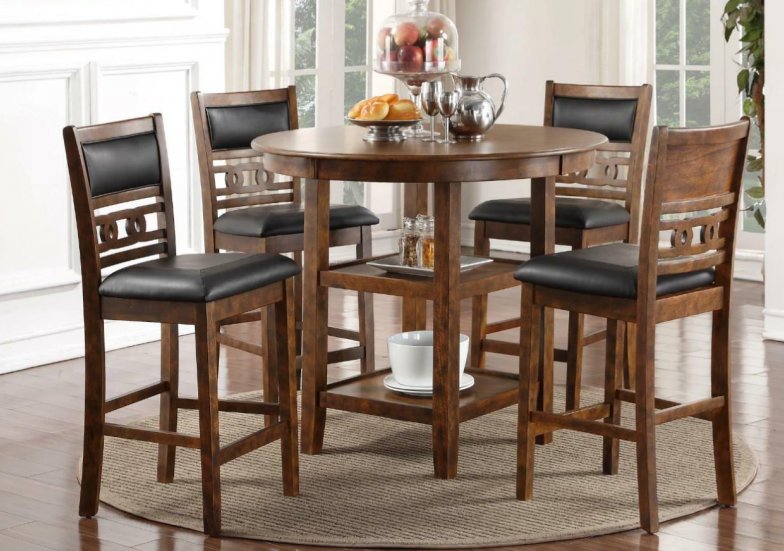 D1701 Gia Round Counter Height 5pc Dining Set - Brown