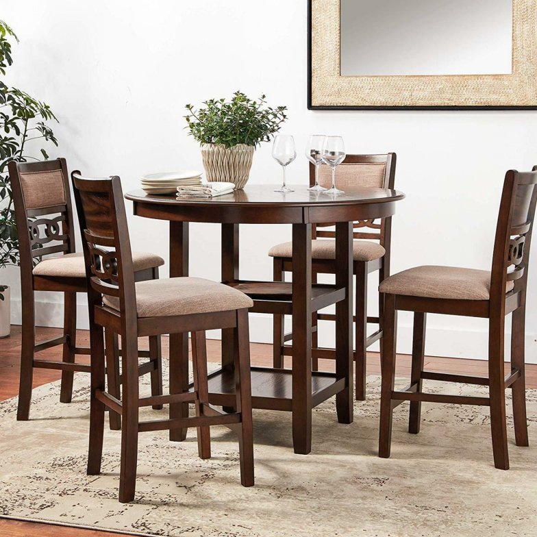 D1701 Gia Round Counter Height 5pc Dining Set - Cherry