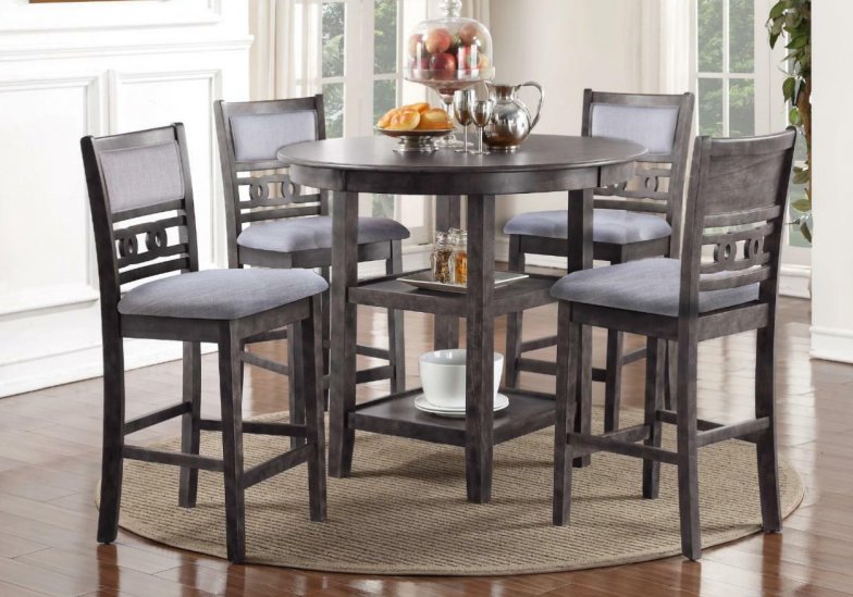 D1701 Gia Round Counter Height 5pc Dining Set - Grey