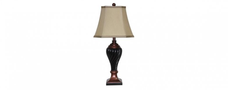 FHA002A Black/Copper Resin Table Lamps 2PC Set