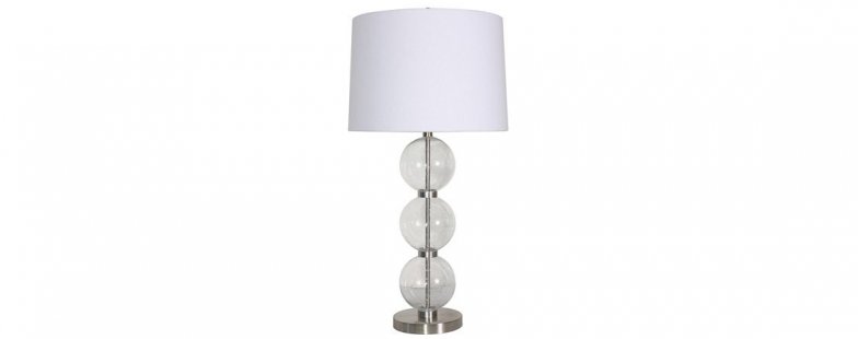 FH7443A Glass & Steel Table Lamps 2PC Set