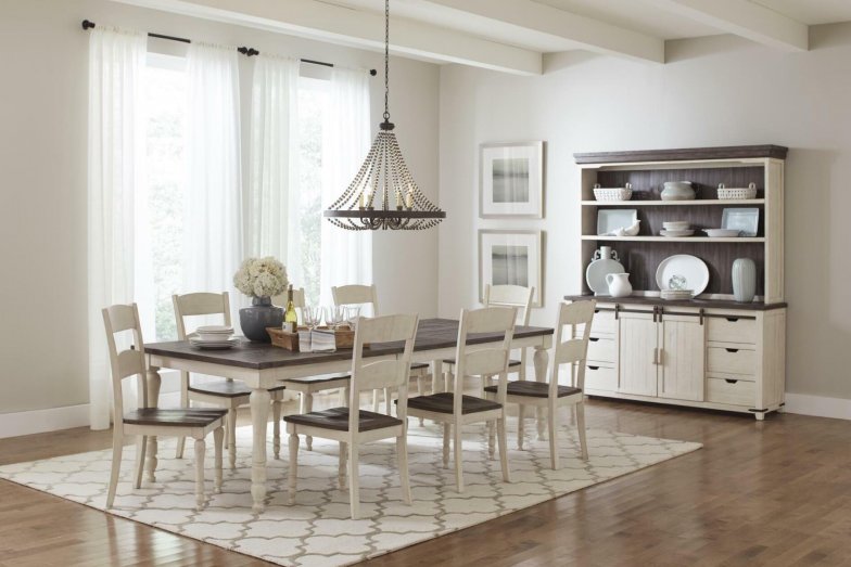 Madison County Complete Table & 6 Chairs white