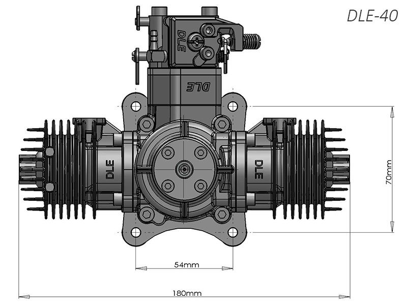 DLE Engines DLE-40 40cc Twin Engine with Mufflers, Standoffs