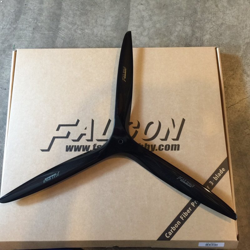 Image 0 of Falcon 25x12 3 Blade Carbon Fiber prop Gas 
