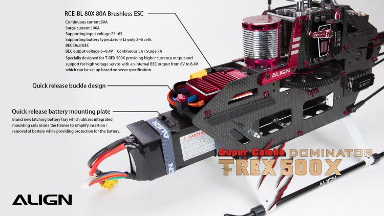 Image 7 of Align T-Rex 500X Dominator Super Combo Helicopter with DS530/DS535 Servos