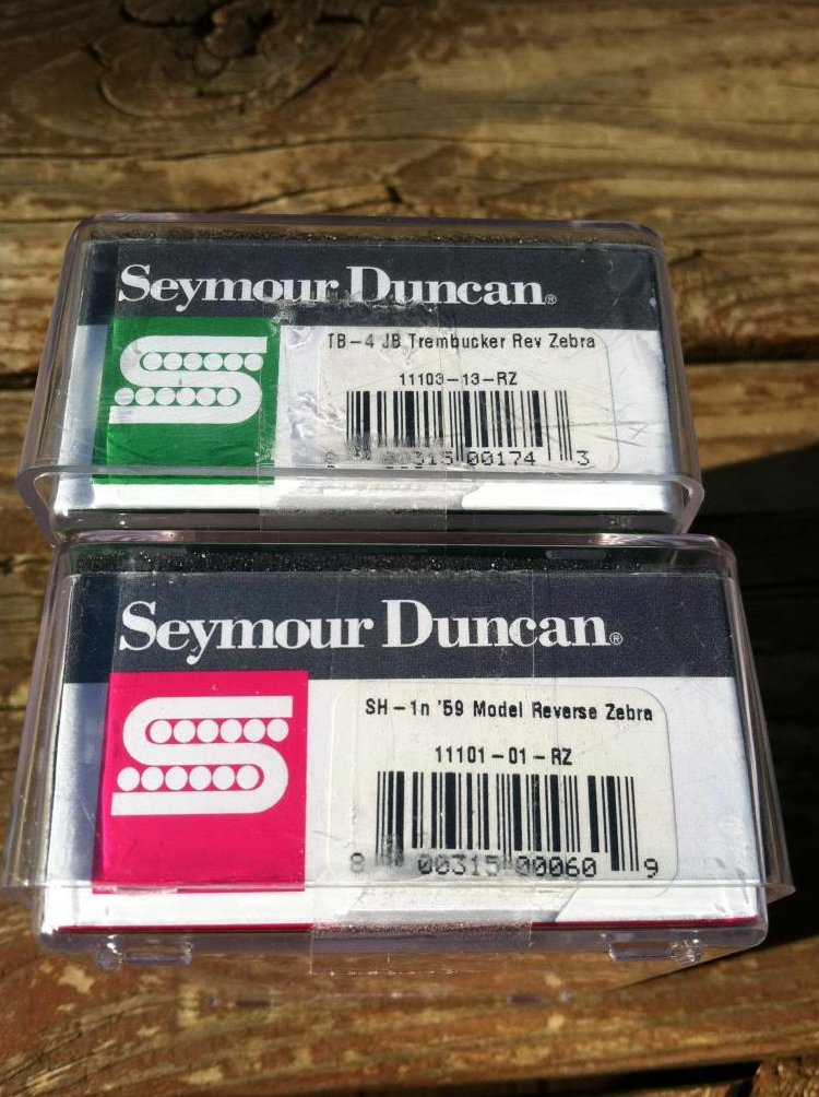 Image 2 of Seymour Duncan TB-4 JB & SH-1n 59 REVERSE ZEBRA Trembucker PICKUP SET