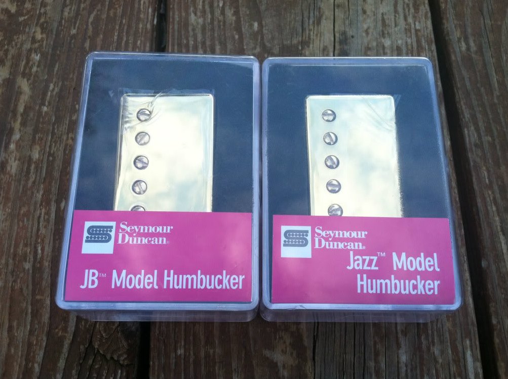 Image 3 of Seymour Duncan JB Jazz Hot Rodded PICKUP SET Humbucker SH-4 SH-2n Gold NEW