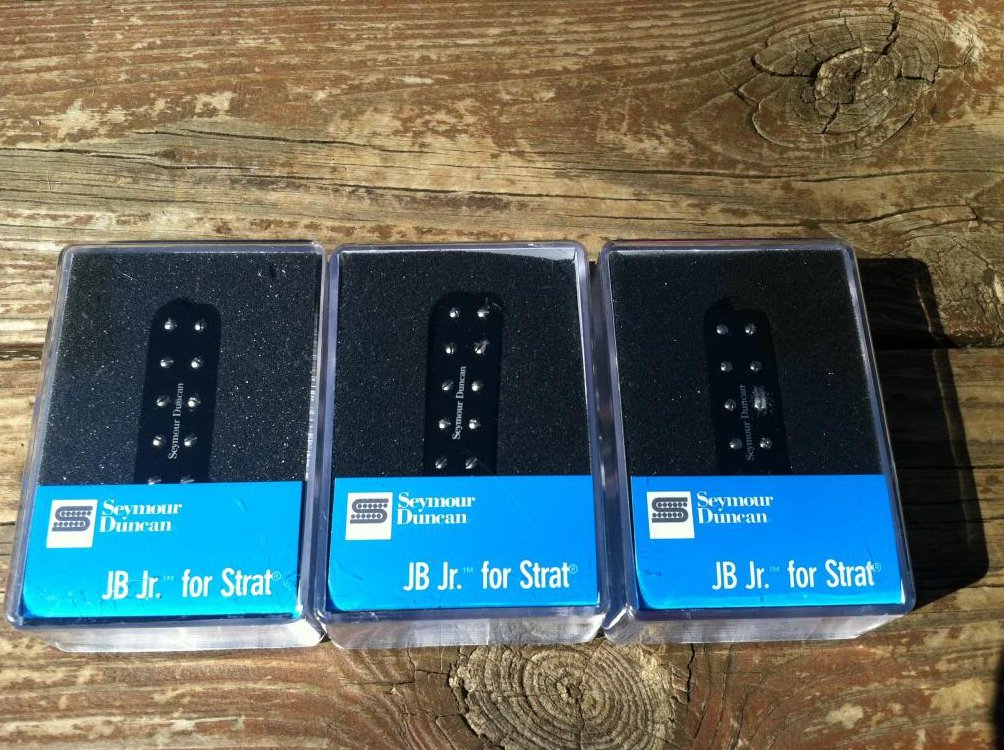 Image 0 of Seymour Duncan SJBJ-1 JB Jr Strat 3 Pickup Set BLACK Bridge / Middle / Neck NEW