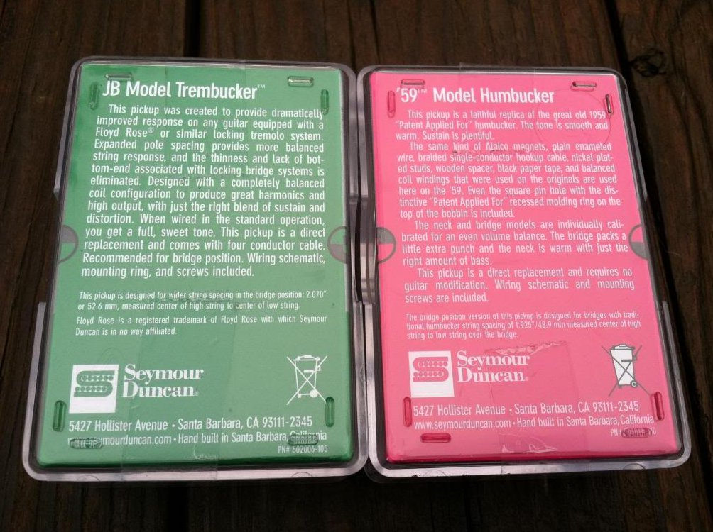 Image 1 of Seymour Duncan TB-4 JB Trembucker Bridge & SH-1 59 Neck NICKEL Humbucker Pickups