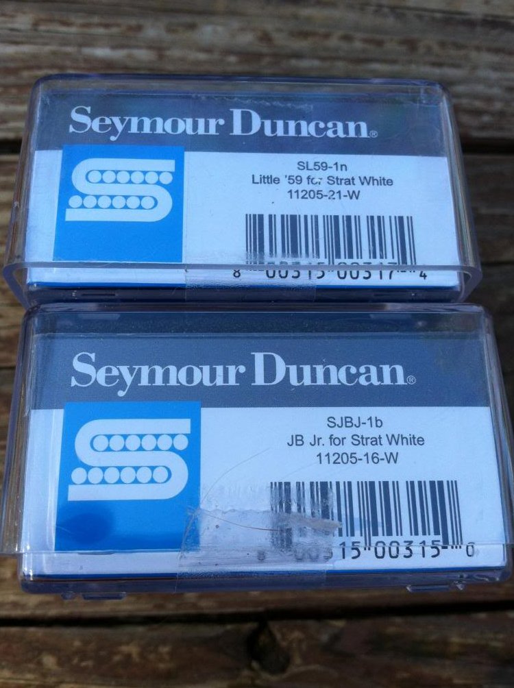 Image 2 of Seymour Duncan JB Jr & Little 59 Strat Pickup Set WHITE SJBJ-1b SL59-1n Fender