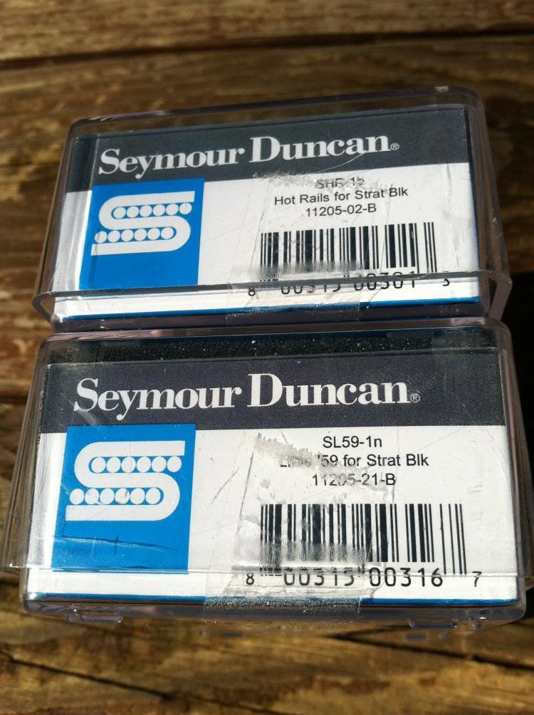 Image 2 of Seymour Duncan Hot Rails & Little 59 Strat Pickup Set BLACK SHR-1b SL59-1n