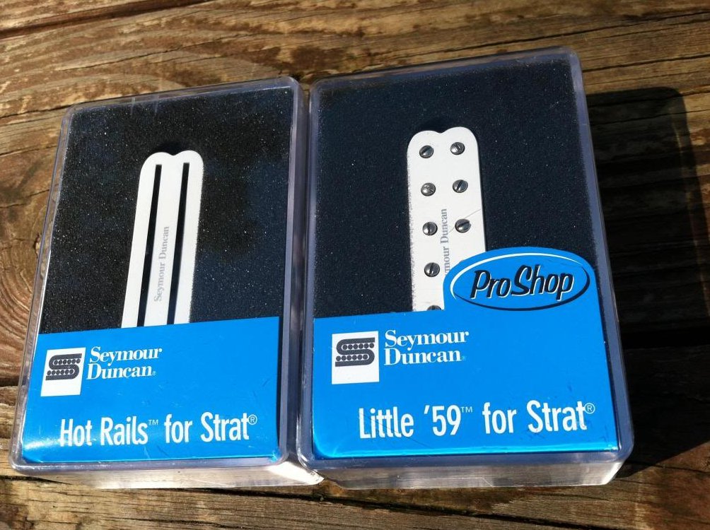 Image 0 of Seymour Duncan Hot Rails & Little 59 Strat Pickup Set WHITE SHR-1b SL59-1n