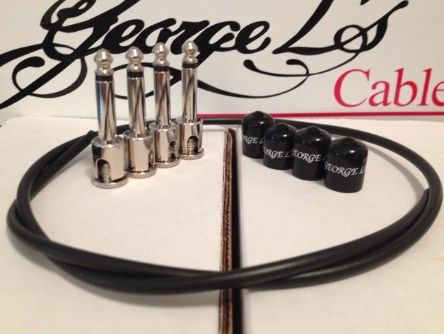 Image 0 of George L's 2 Patch Cable Kit Nickel Right Angle Two Feet Cable 4x Plugs & Jacket