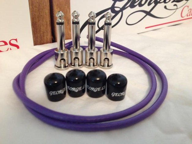 Image 0 of George L's 2 FT Patch Cable Kit Nickel Right Angle w/ 4x Plugs 4x Jacket Purple