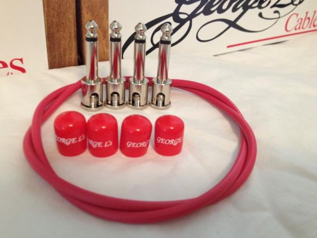 Image 0 of George L's 2 FT Patch Cable Kit Nickel Right Angle w/ 4x Plugs & 4x Jacket RED
