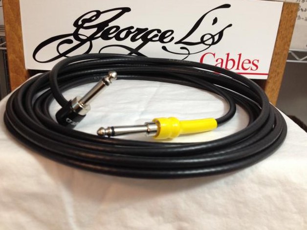 Image 0 of George L's 10' .225 Guitar Bass Cable BLACK / YELLOW Right Angle / Straight