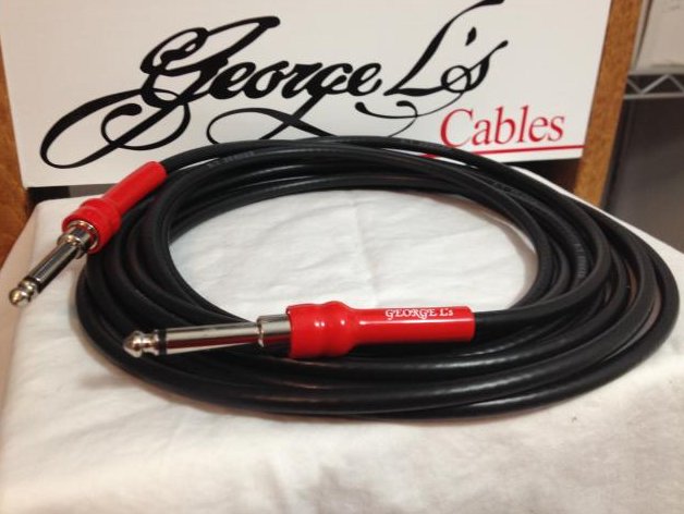 Image 0 of George L's 10' .225 Guitar Bass Cable BLACK / RED Straight / Straight