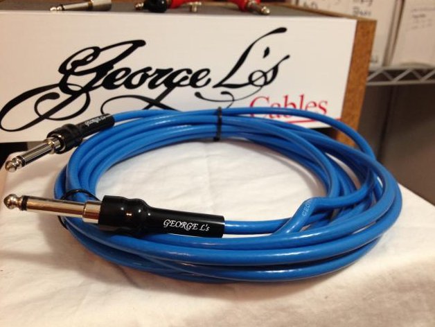 Image 0 of George L's 10' .225 Guitar Bass Cable BLUE / BLACK Straight / Straight