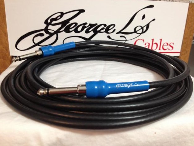 Image 0 of George L's 15' .225 Guitar Bass Cable BLACK / BLUE Straight / Straight