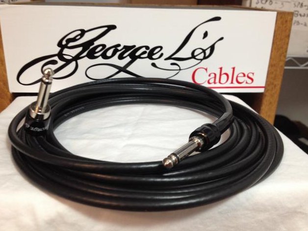 Image 0 of George L's 20' .225 Guitar Bass Cable BLACK Right Angle / Straight
