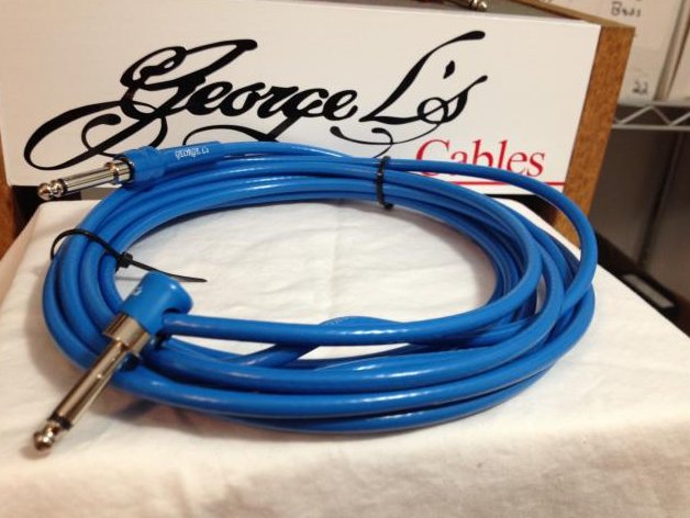 Image 0 of George L's 10' .225 Guitar Bass Cable BLUE Right Angle / Straight