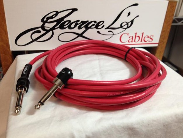 Image 0 of George L's 10' .225 Guitar Bass Cable RED / BLACK Right Angle / Straight
