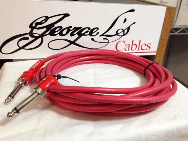 Image 0 of George L's 10' .225 Guitar Bass Cable RED Right Angle / Straight