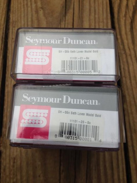 Image 2 of Seymour Duncan SH-55 Seth Lover Humbucker Set Bridge & Neck GOLD 1 Conductor