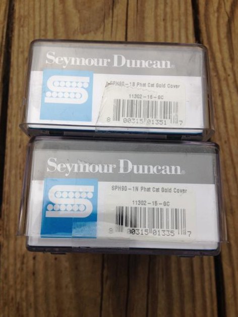 Image 2 of Seymour Duncan SPH90-1 Phat Cat GOLD Pickup Set P-90 for Humbucker Bridge/Neck