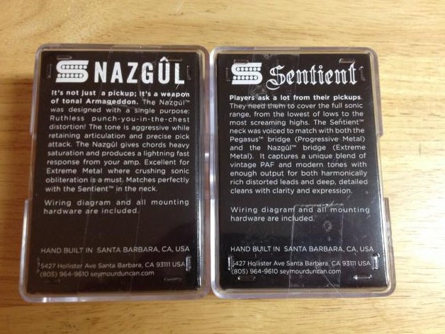 Image 1 of Seymour Duncan Nazgul Trembucker & Sentient 6 String Guitar Pickup Set BLACK