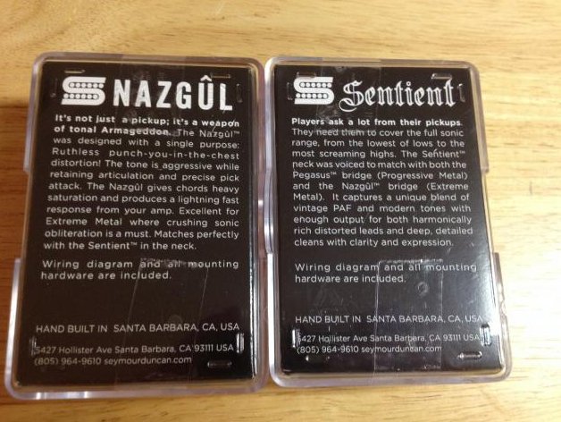 Image 1 of Seymour Duncan Nazgul & Sentient 6 String Guitar Humbucker Pickup Set BLACK