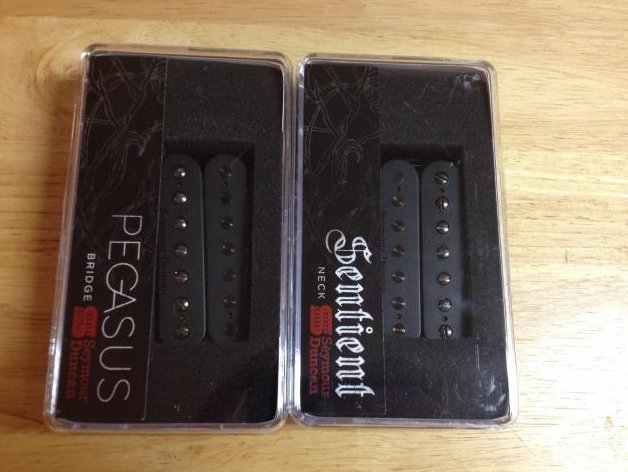 Image 0 of Seymour Duncan Pegasus & Sentient 7 String Set Uncovered Black Guitar Pickup Set