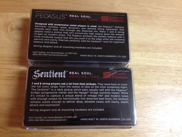 Image 1 of Seymour Duncan Pegasus & Sentient 7 String Set Uncovered Black Guitar Pickup Set