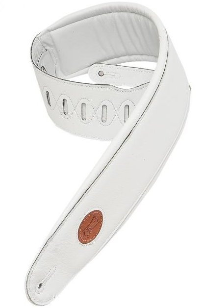 Image 0 of Levys White 4 1/2 Inch Wide Leather Guitar Bass Strap MSS2-4