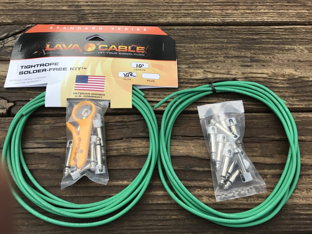 Image 0 of LAVA Solder-Free XL Pedalboard Kit 20ft Cable 20 RA VERSION 2 (V2) Plugs - GREEN