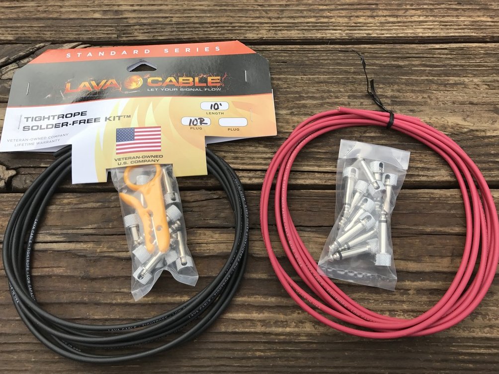 Image 0 of LAVA Solder-Free XL Pedalboard Kit 20ft Cable 20 RA V2 Plugs - BLACK & RED