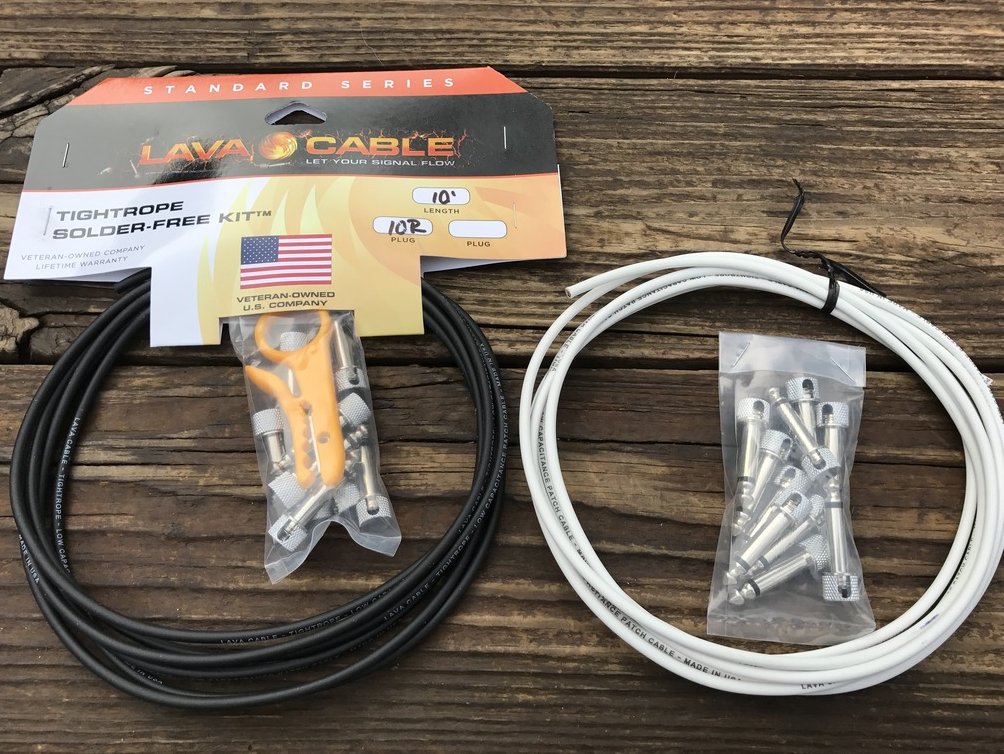 Image 0 of LAVA Solder-Free XL Pedalboard Kit 20ft Cable 20 RA V2 Plugs - BLACK & WHITE