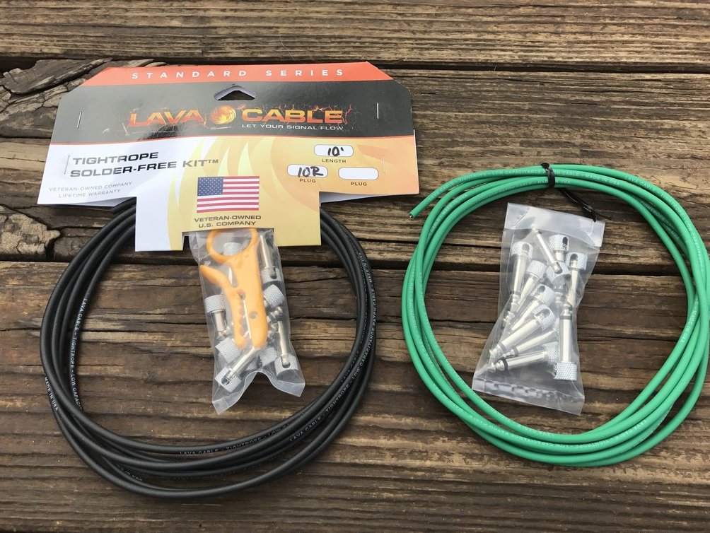 Image 0 of LAVA Solder-Free XL Pedalboard Kit 20ft Cable 20 RA V2 Plugs - BLACK & GREEN