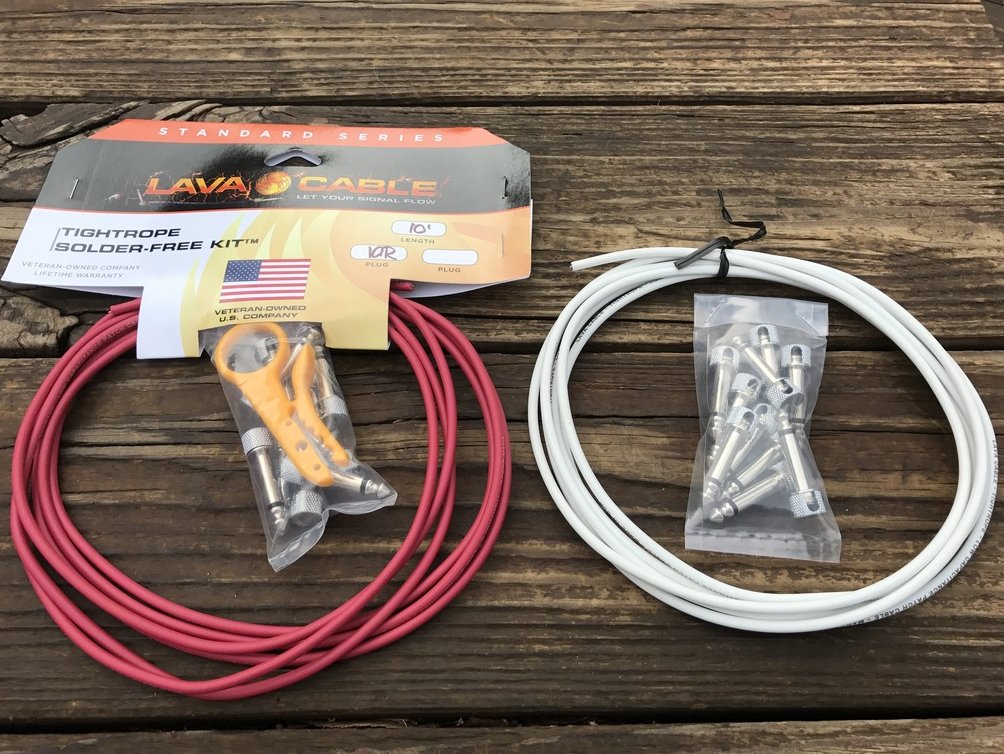 Image 0 of LAVA Solder-Free XL Pedalboard Kit 20ft Cable 20 RA V2 Plugs - RED & WHITE