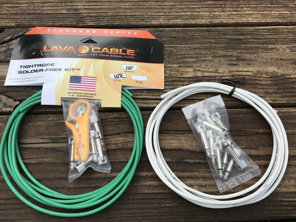 Image 0 of LAVA Solder-Free XL Pedalboard Kit 20ft Cable 20 RA V2 Plugs - GREEN & WHITE