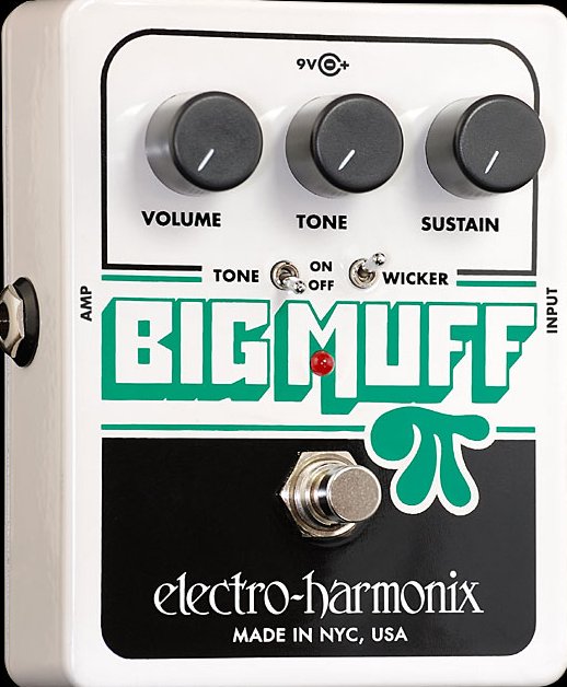 Electro Harmonix Big Muff PI with Tone Wicker Distortion Fuzz w/ 9 volt battery
