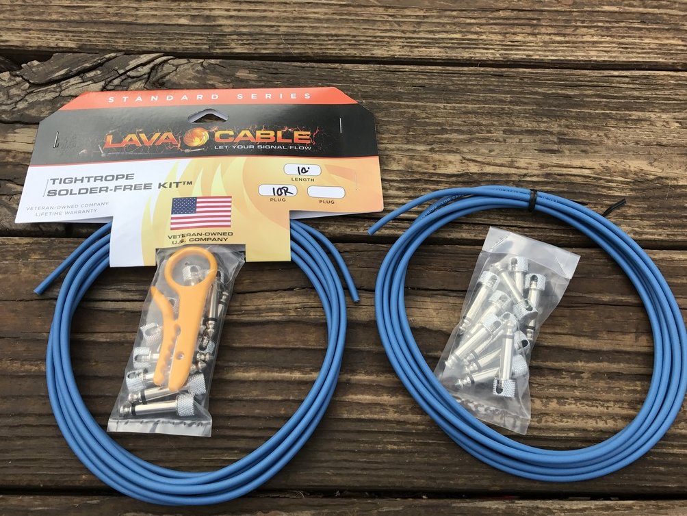 Image 0 of LAVA Solder-Free XL Pedalboard Kit 20ft BLUE Cable 20 RA VERSION 2 (V2) PLUGS