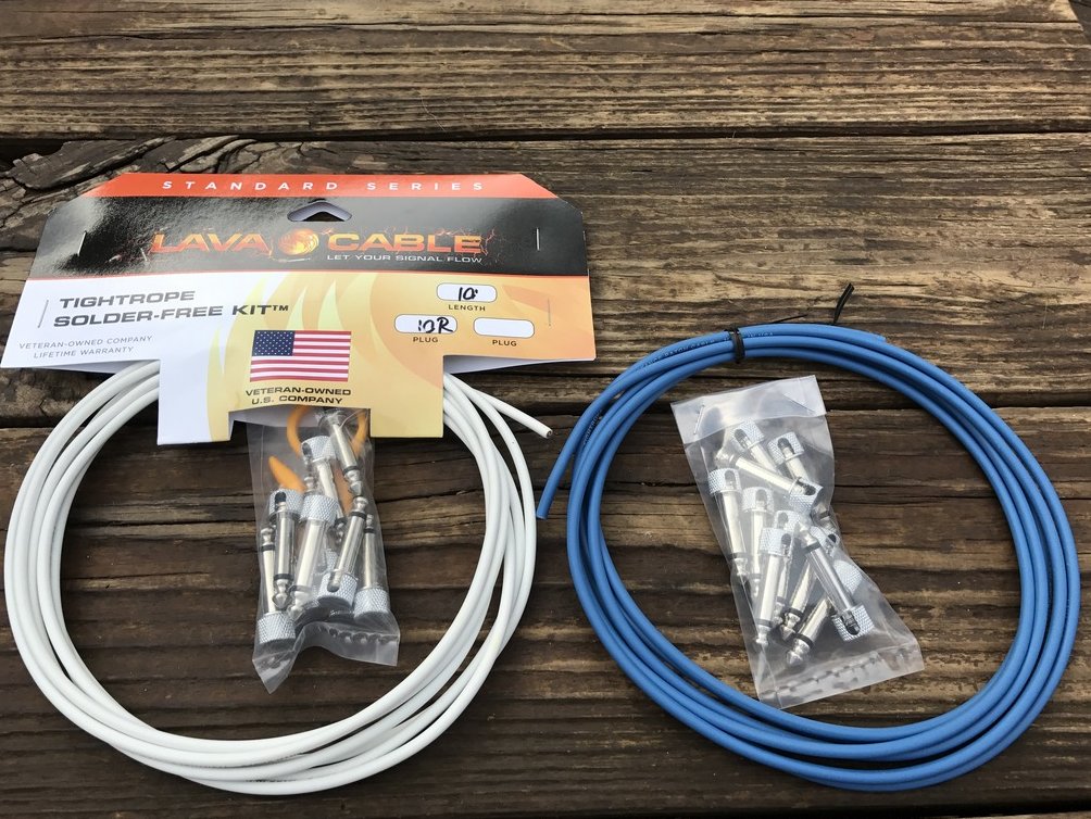 Image 0 of LAVA Solder-Free XL Pedalboard Kit 20ft Cable 20 RA V2 Plugs - BLUE & WHITE