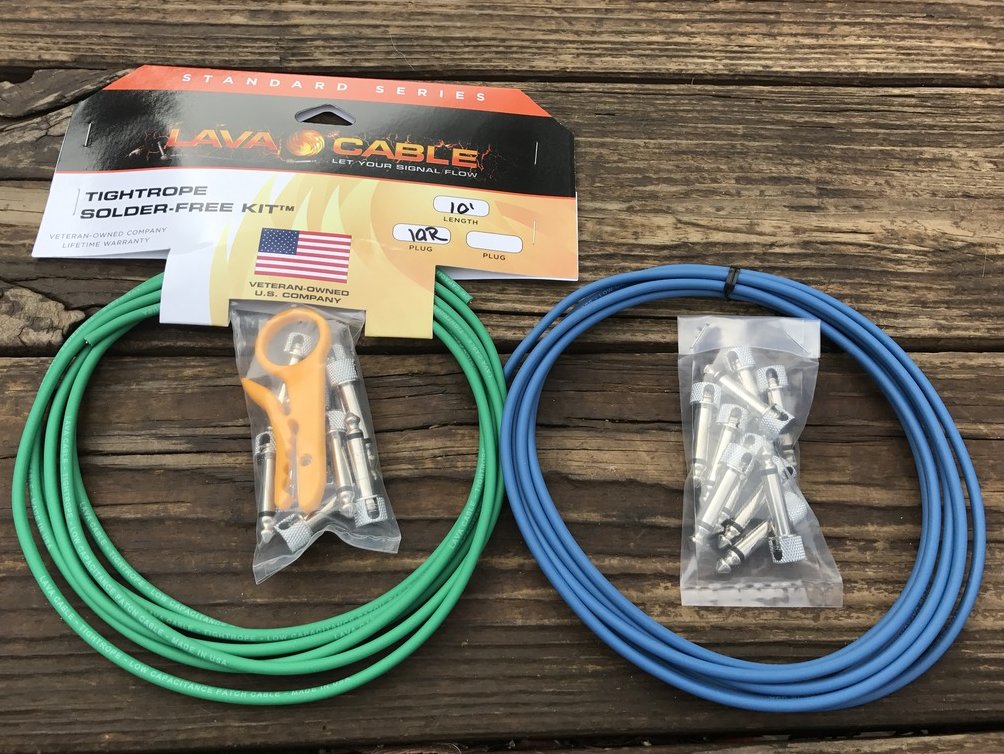 Image 0 of LAVA Solder-Free XL Pedalboard Kit 20ft Cable 20 RA V2 Plugs - BLUE & GREEN