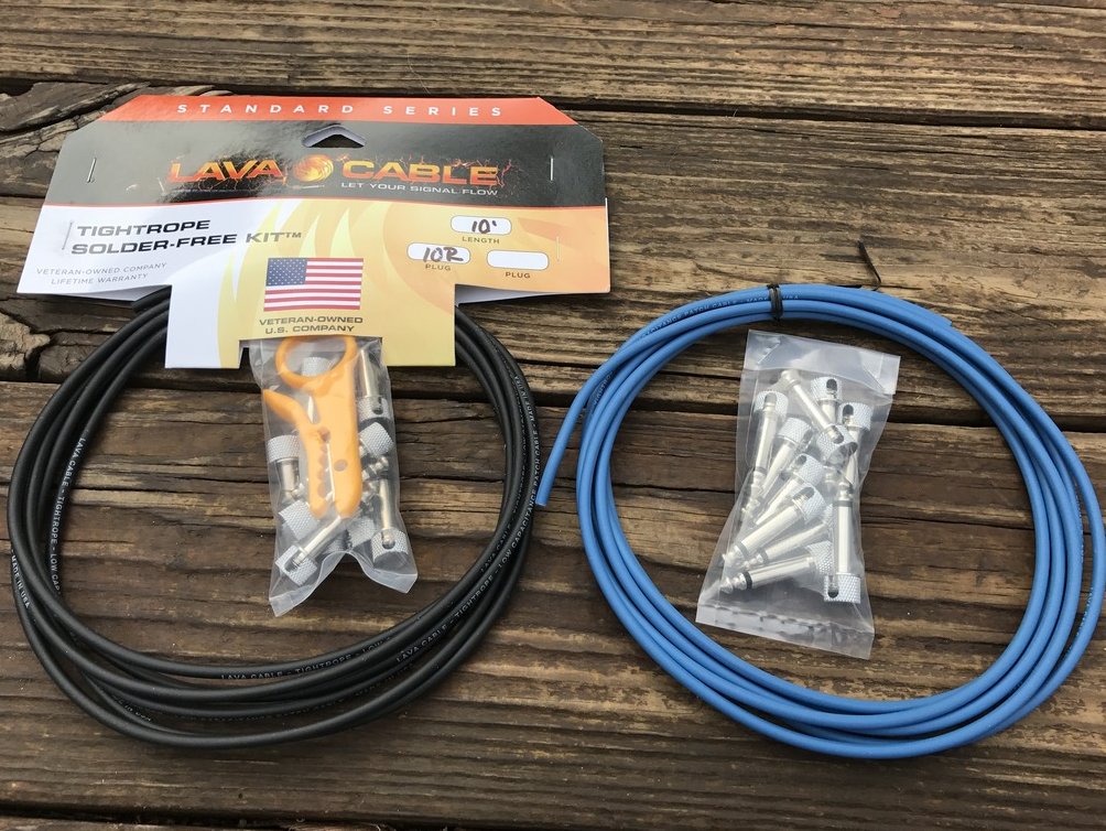 Image 0 of LAVA Solder-Free XL Pedalboard Kit 20ft Cable 20 RA V2 Plugs - BLUE & BLACK