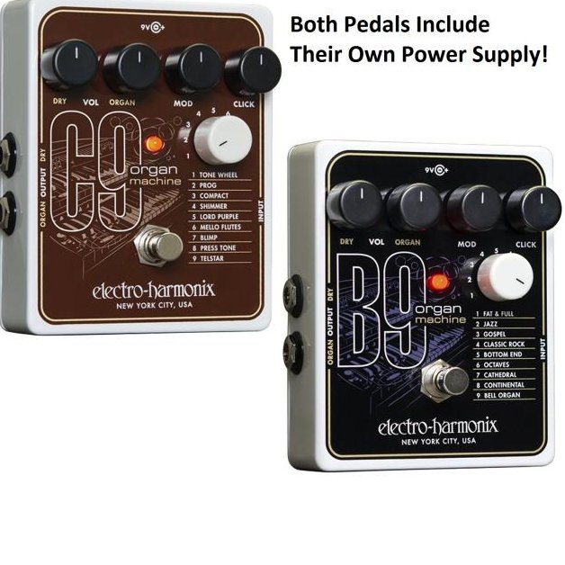 Electro Harmonix B9 and C9 Organ Machine Pedals with Power Supplies